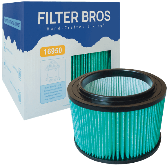 Filter Bros 16950 Compatible With Craftsman Replacement Filter Cartridge for 3 to 4 Gallon Wet/Dry Shop Vacuums, for Large Debris