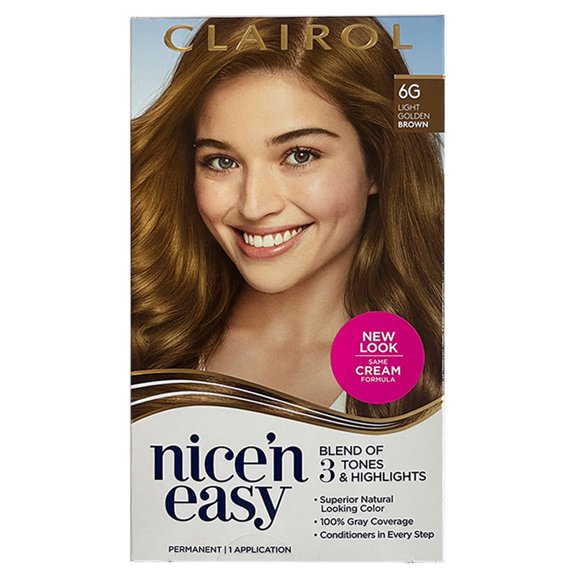 Pack of (2) Clairol Nicen Easy Permanent Hair Color, 6G Light Golden Brown