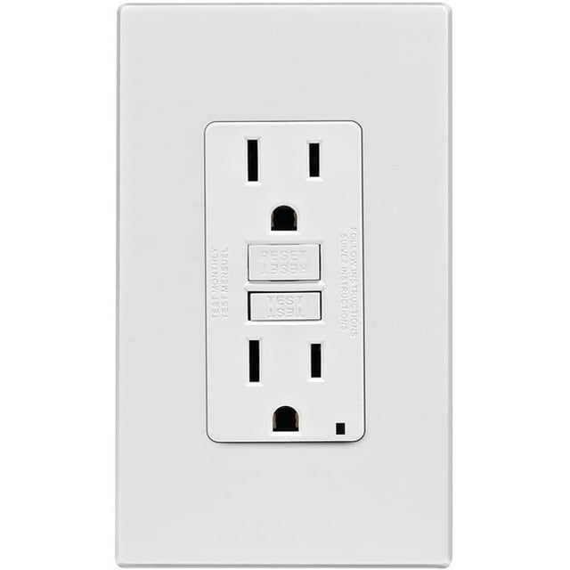 Mfg C32-GFNT1-0PW Auto-Test 15A Sortie GFCI avec Plaque Murale Sans Vis, Blanc