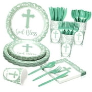SKYSONIC 25-Piece Baptism Tableware Set Including Plates, Napkins, and Party Essentials for First Communion Celebrations, Newborn Showers, and Church Events()