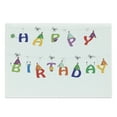 thumbnail image 1 of Birthday Cutting Board, Celebration Colorful Letters on Ropes Funny Faces Pointy Party Hats, Decorative Tempered Glass Cutting and Serving Board, Large Size, Multicolor, by Ambesonne, 1 of 1