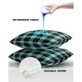 thumbnail image 4 of Pack of 2 Outdoor Pillow Covers, Aqua Green Black Lattice Waterproof Square Throw Pillowcase Cushion Decorative Pillow Covers for Couch Patio Tent, 26x26 in, 4 of 6