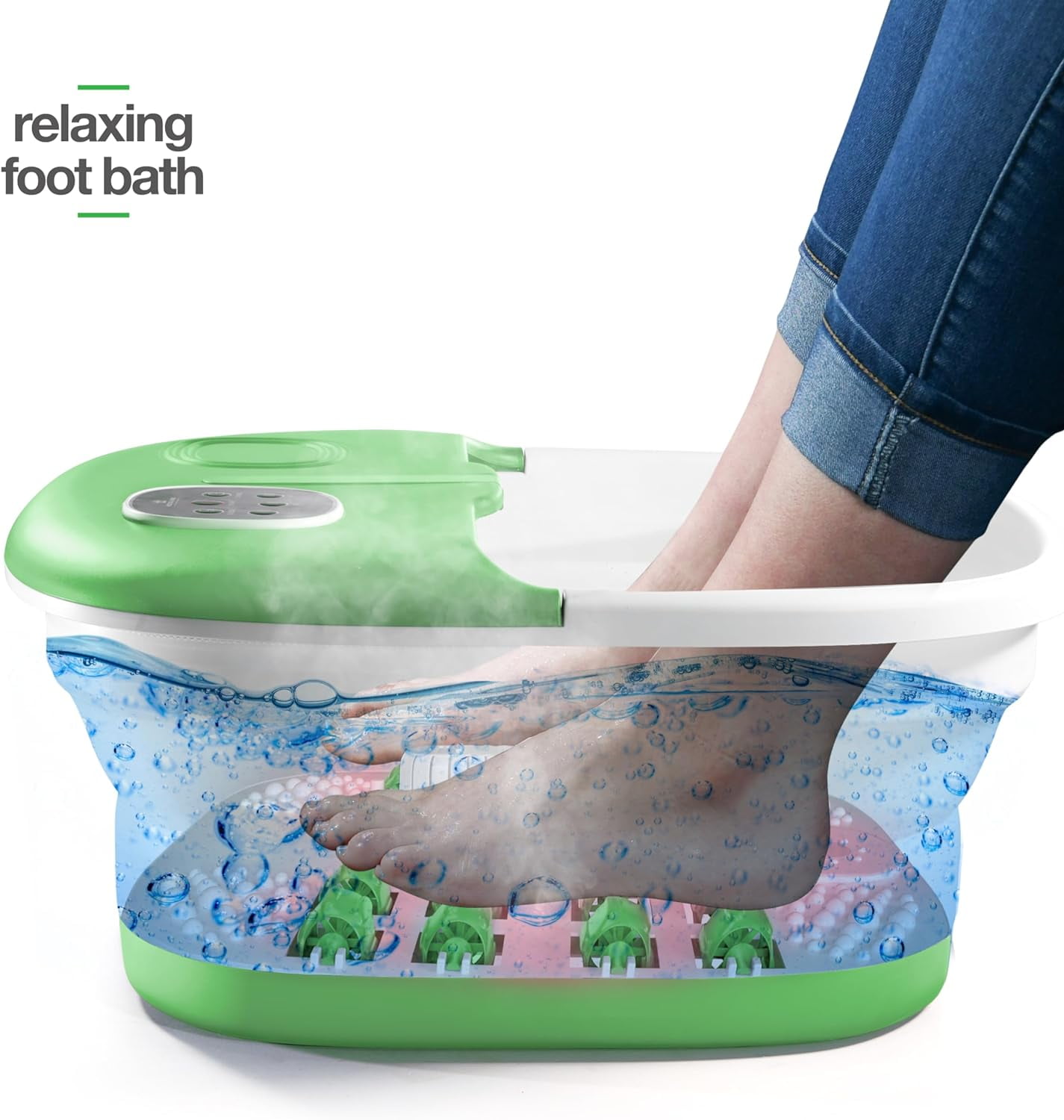 Medical King 5-in-1 Foot Massager with Heat, Jets, Remote-Control and Pumice Stone, Green (1 Piece)