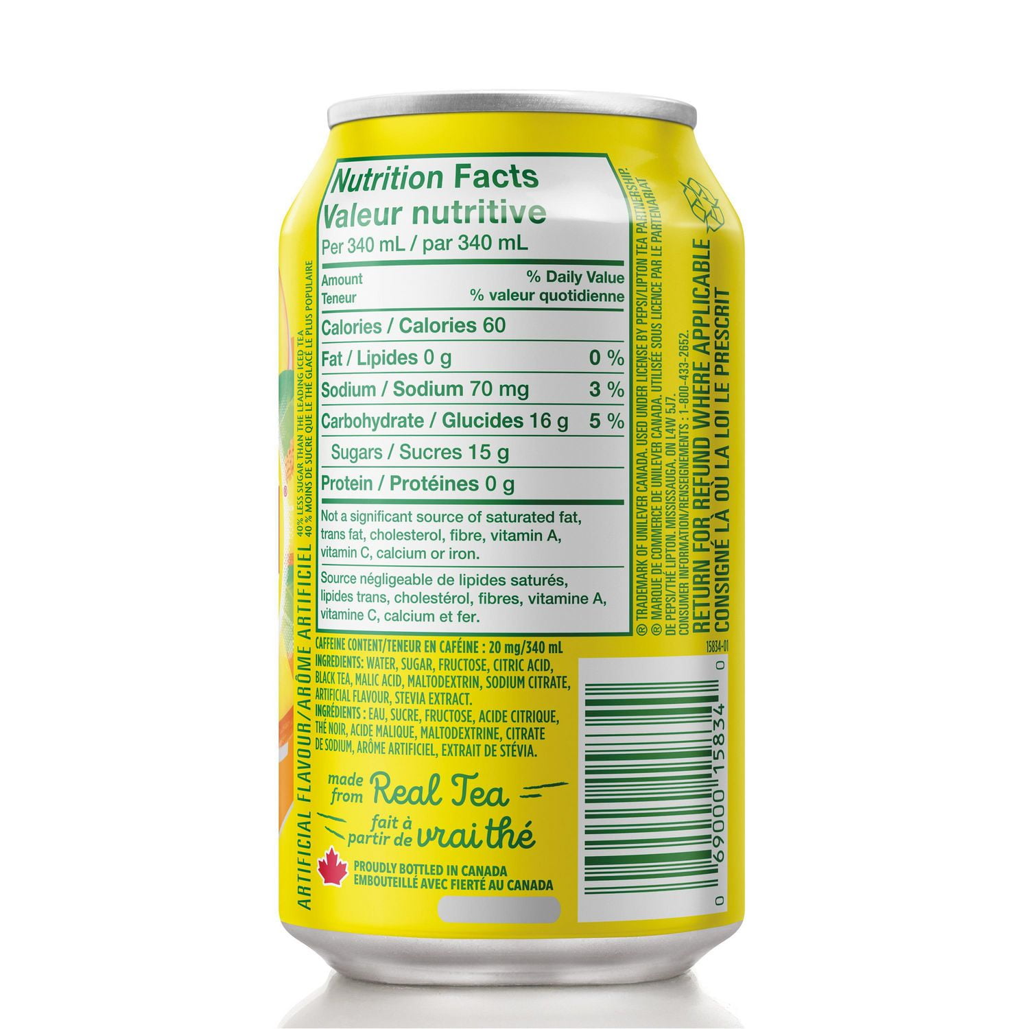 Lipton Ice Tea Nutrition Label
