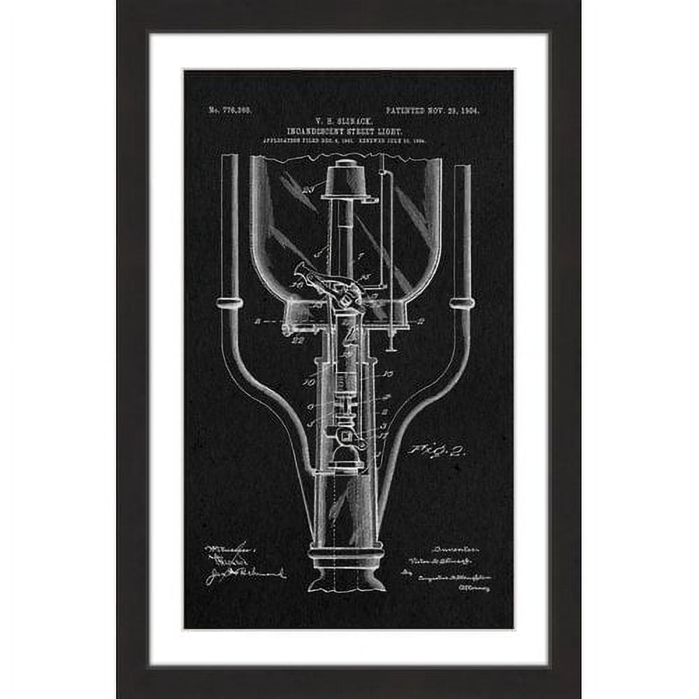 "Street Light 1904 Black Paper" Framed Painting Print