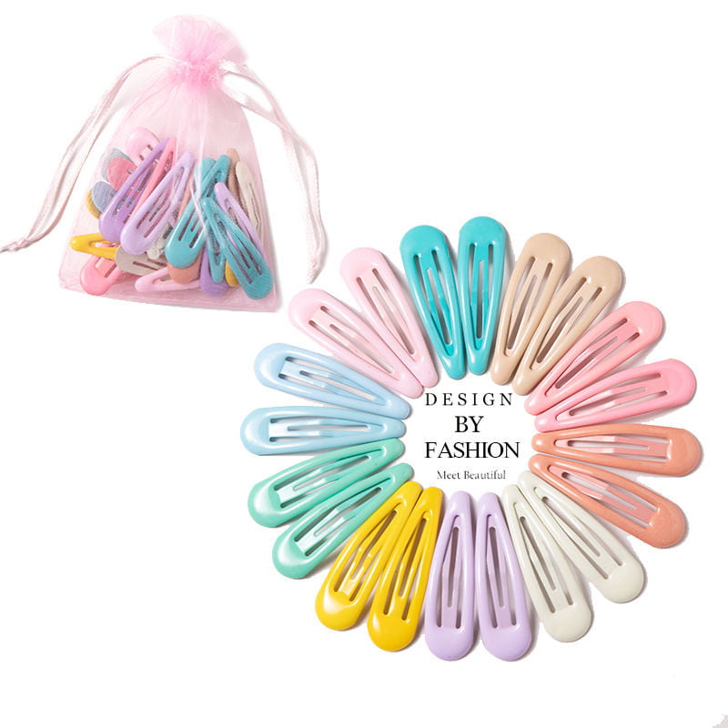 20Pcs/Set Candy Color Hairpins Snap Hair Clip Kids Girl Metal Barrettes BB Clips 