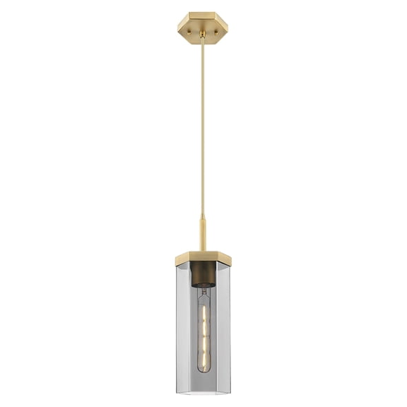 463-1P-BB-G463-12SM Innovations Lighting Blakeley - 1 Light Cord Hung Pendant-5 Inch Wide and 16.5 Inch Tall-Brushed Brass Finish-Light Smoke Glass