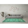 thumbnail image 3 of Ahgly Company Indoor Square Medallion Turquoise Blue Traditional Area Rugs, 6' Square, 3 of 4