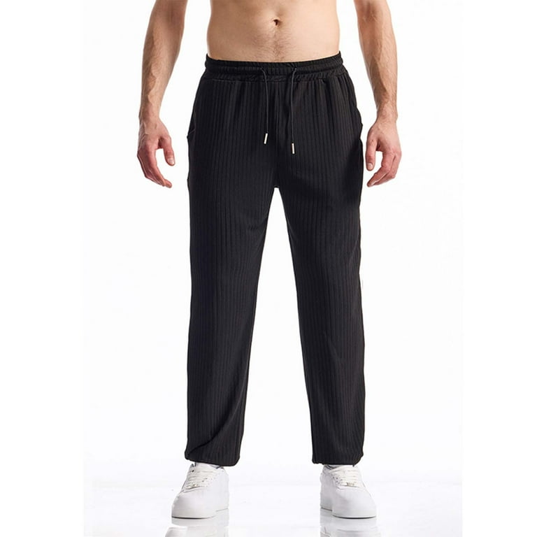 USNSM Men's Casual Pants Lightweight Stretch Loose Fit Ribbed