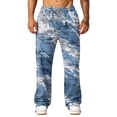 thumbnail image 4 of Hsovts Camo Pants for Men Baggy Loose Drawstring Elastic Waist Running Lounge Trousers Workout Pants with Pockets Royal Blue 3XL, 4 of 6