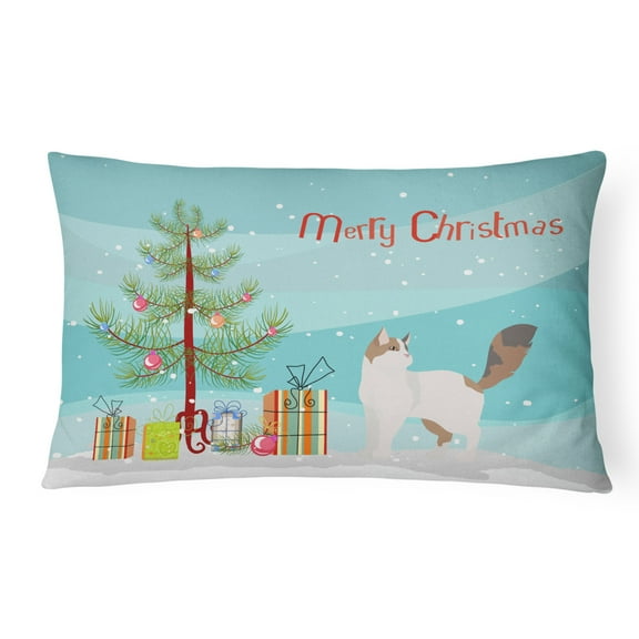 Carolines Treasures CK4733PW1216 Turkish Van Cat Merry Christmas Canvas Fabric Decorative Pillow, 12H x16W, multicolor