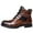 Brown, variant on Mens Dress Shoes Black Checkered Print High Top Lace Up Thick Bottom Fashion Retro Waterproof Casual Oxford Leather Boots Vintage Imitation Middle Top Leather Boots