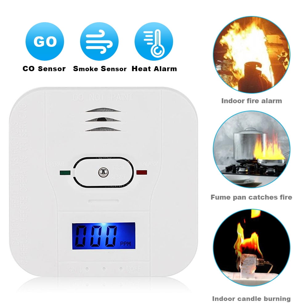 LNGOOR LCD Digital CO Detector Carbon Monoxide Gas Detector Alarm Security Tester Alert With LCD Display