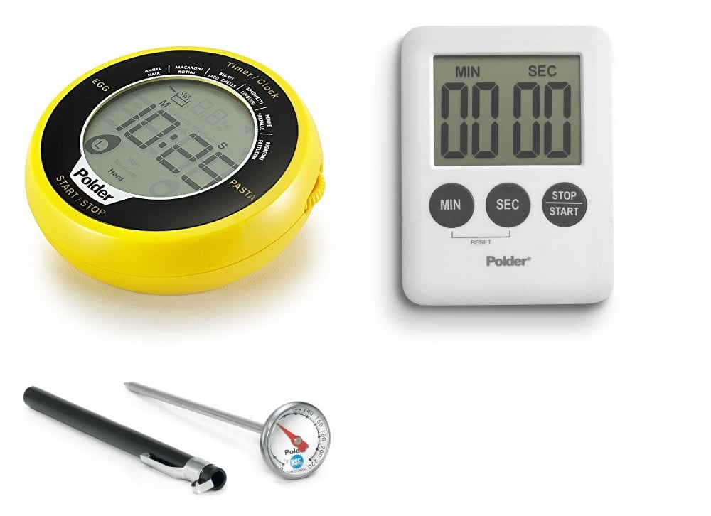 Polder Egg/Pasta Timer, Instant Read Pocket Thermometer, and 100-Minute