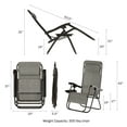 thumbnail image 2 of Lavish Home Set of 2 Outdoor Zero Gravity Chairs with Side Table (Gray), 2 of 7