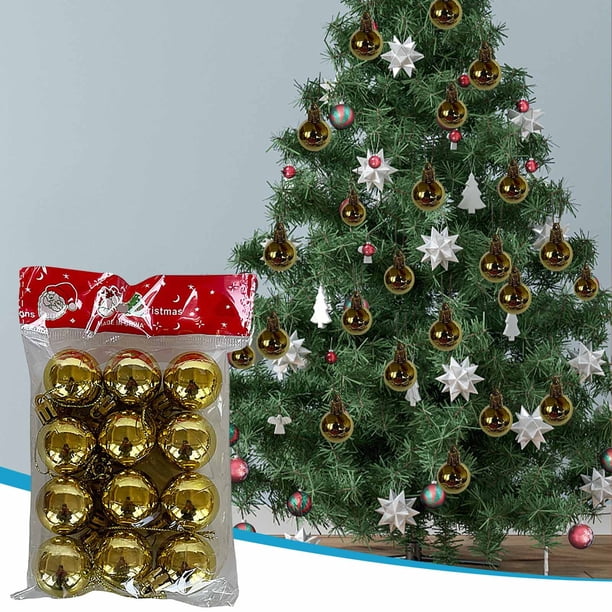 Puntoco Juego de caja de regalo con bolas de colores brillantes y galvanizadas para decoración de árbol de Navidad