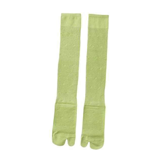 Calcetines finos largos tipo sandalia Tabi de malla con dos dedos para mujer, accesorio ligero Verde