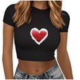 thumbnail image 1 of Plebaso T-Shirts Graphiques Courts pour Femmes Manches Courtes Imprimé Slim Col Rond T-Shirts d'Été Décontractés pour Femmes, 1 of 5