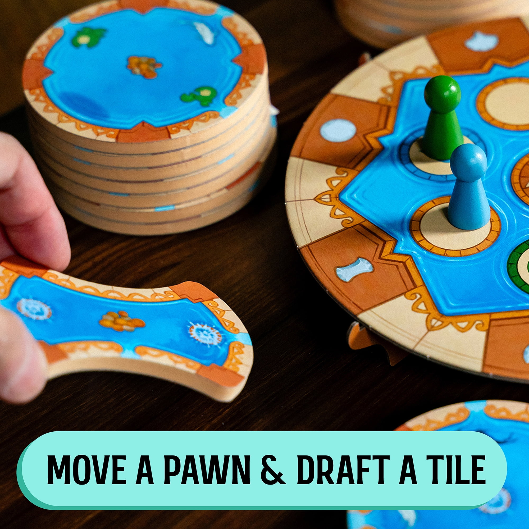 Fountains Board Game, Competitive Tile-Laying Board Game, Stunning Art Nouveau Aesthetic,  Unique 3D Stacking & Drafting, Family Friendly, 1-5 Players, A Strategy Game From The Op Games