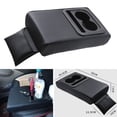 thumbnail image 1 of Car Armrest Center Console Box Leather Cup Holder Storage Bracket × 1 Black -, 1 of 4