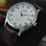 Classical Men's Automatic Self wind Mechanical Watch AUTO Date Function Male Formal Leather Strap Wristwatch