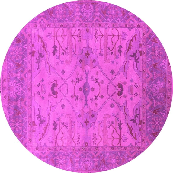 Ahgly Company Indoor Round Oriental Pink Industrial Area Rugs, 4' Round