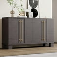 thumbnail image 4 of Accent Cabinet with 4 Doors, Modern Storage Cabinet Furniture, Wood Buffet Sideboard with Adjustable Shelves and Gold Handles, TUANLUO Accent Cabinet for Kitchen Living Room Entryway Hallway, Taupe, 4 of 10