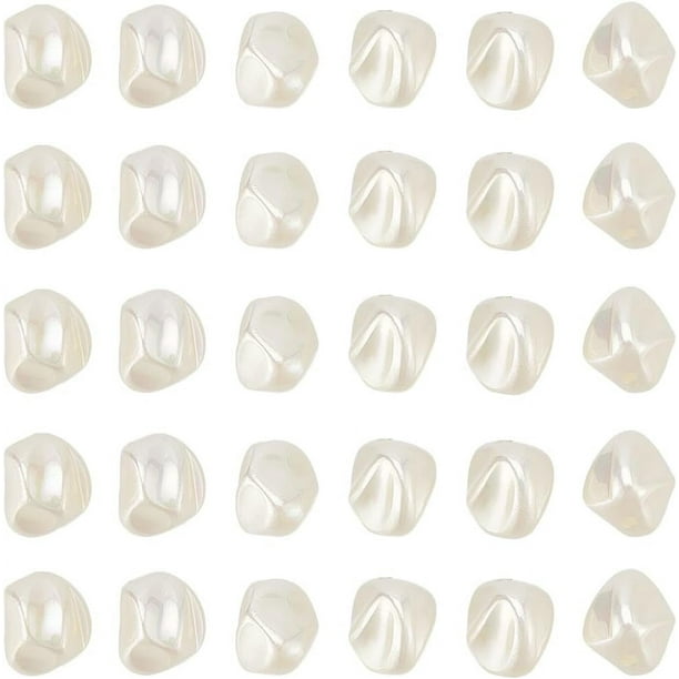 1 caja de 30 cuentas de plástico beige a granel, perlas de imitación, perlas barrocas grandes, perlas sueltas, dijes.