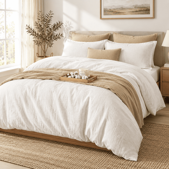 Muslin Duvet Cover Queen Ton White