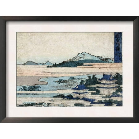 Acetate Temples Frame - Temple Buildings in Landscape with Mountains, Japanese Wood... Framed Art Print Wall Art