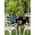 thumbnail image 4 of Outdoor Tablecloth with Umbrella Hole Zipper Yellow Summer Floral Round Tablecloth 54" Waterproof Outside Table Cloth Pastoral Daisy Botanical Cute Black Patio Table Cover Tablecloths for Picnic, 4 of 8