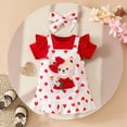 thumbnail image 2 of CAUYDY Toddler Baby Girls Short Sleeve Romper Suspender Overall Dress 2 Piece Outfits Set With Headband for Newborn Kid Girl 6 9 12 18 Months Summer Clothes (Sizes 0-3 Months,F2-Red), 2 of 9