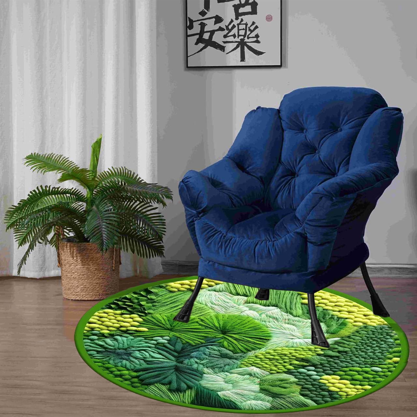 Specollect 1Pcs 3D Round Green Moss Bathroom Rugs Non Slip, Modern Aesthetic Funky Microfiber Shaggy Tufted Circle Moss Bath Mat for Living Room Bedroom, Soft and Absorbent, Machine Washable