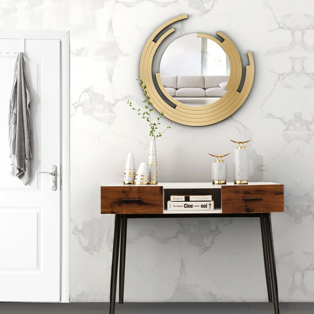 GVN Console Table, Entryway Table,42 Inch Industrial Console Table with 2 Drawers for Entryway Hallway