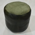 thumbnail image 5 of Round Shaped Goat Leather Handmade Eco-Friendly Green Pouf - Round Shape Pouf, 18" x 18" x 18", Plain Solid Pouf, Goat Leather Pouf, Recycled Cotton Fill Stuffed Pouf, Leather Seating Pouf, 5 of 5