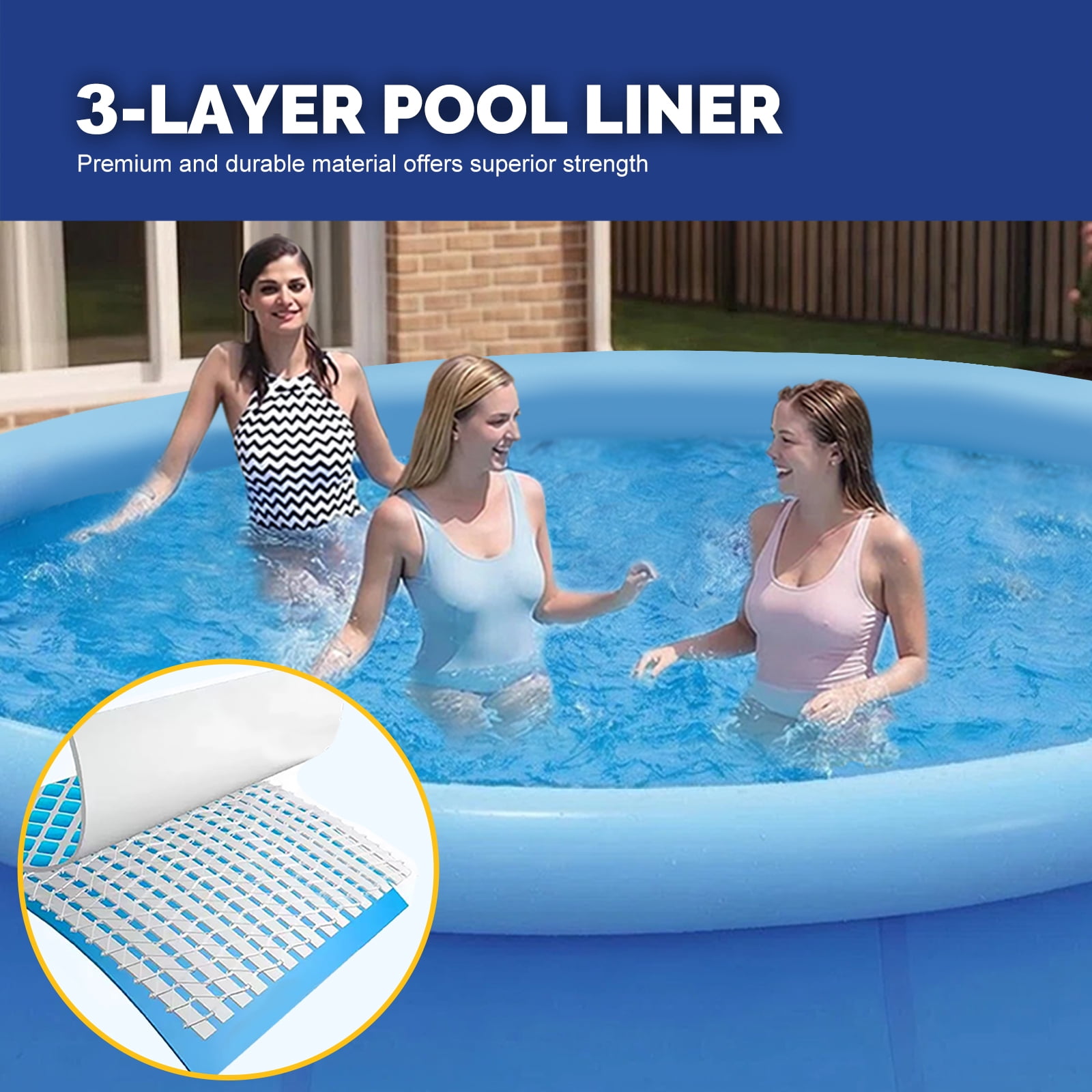 Honeydrill 10 ft x 30 in Above Ground Pools, Inflatable Top Ring Round Pool, Blue