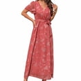 thumbnail image 2 of B91xZ Robes d'Été pour Femmes Col Carré à Volants Robe Babydoll Fluide, Rouge Melon D\'eau TG, 2 of 4