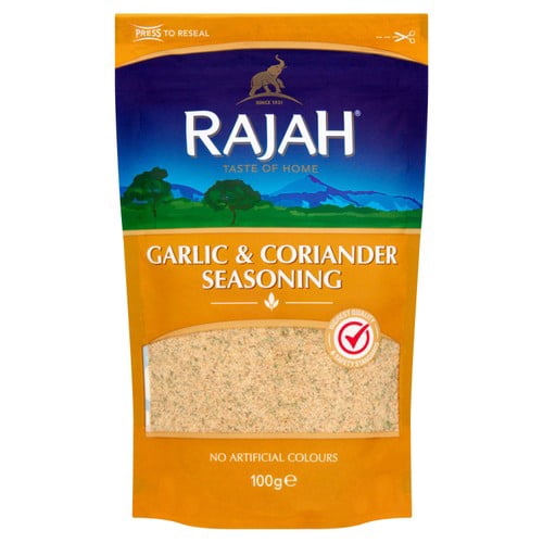 Rajah Spices Garlic & Coriander Seasoning Powder 100g, British Import (Pack of 2)