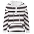 thumbnail image 3 of Jersey informal para mujer, a rayas, con botones estampados, sudaderas con capucha, cordón de manga larga, blusa de bolsillo con capucha, Tops, sudaderas Fridja  ghj987+6744, 3 of 4