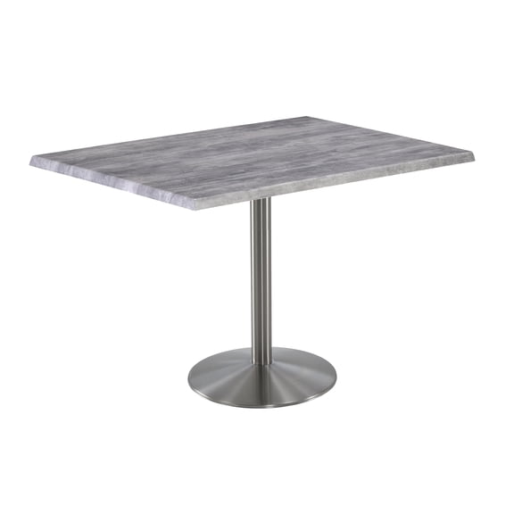 Indoor/Outdoor 36" Tall OD214 Stainless Steel Table Base with 22" Diameter Foot and 30" x 48" Indoor/Outdoor Greystone Top by the Holland Bar Stool Co.