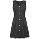 thumbnail image 4 of Vestido corto informal de verano con cuello en V, sin mangas, con botones y bolsillos para mujer, 4 of 6