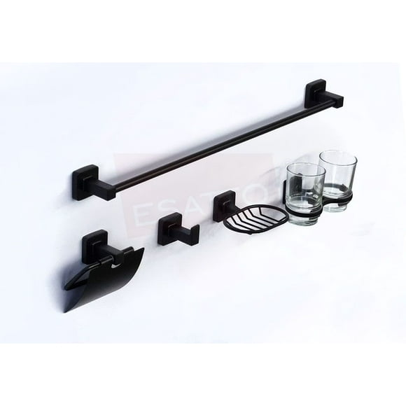 Set De 6 Accesorios ESATTO Negros para Baño AC-046