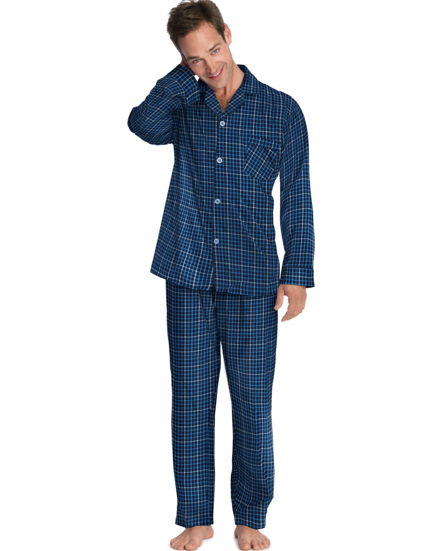 Hanes Ultimate Men's Pajama Set Big & Tall Broadcloth Blue Size 3XL NEW $60 