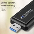 thumbnail image 2 of Adaptador WiFi USB 3.0 de 1300 Mbps, banda dual, 2,4 GHz, 5 GHz, antena, USB, Ethernet, tarjeta receptora para PC, 2 of 8