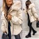 thumbnail image 2 of Ropa de invierno acolchada de algodón con cuello de piel, ropa de parka gruesa de moda, 2 of 4