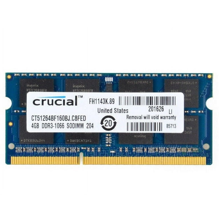 Crucial 8GB 2x 4GB DDR3 PC3-8500 1066 MHz SODIMM Memory Ram Kit