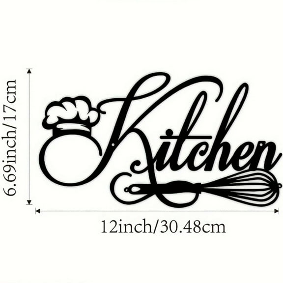 HELLOYOUNG 12 inch "Kitchen" Metal Sign Wall Art Classic American Style Metal Art for Kitchen or Dining Room  Wall Decor with Chef Hat & Whisk Design Romantic and warm
