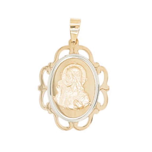 Dije Sagrado Corazón De Jesús Ovalada Oro 14 K Joyería M De León Dije Sagrado Corazón De Jesús