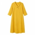 thumbnail image 4 of Guieoi Cotton-Linen Dresses for Women Solid-Color Collared 3/4-Sleeve Dress with Pockets Yellow S, 4 of 4