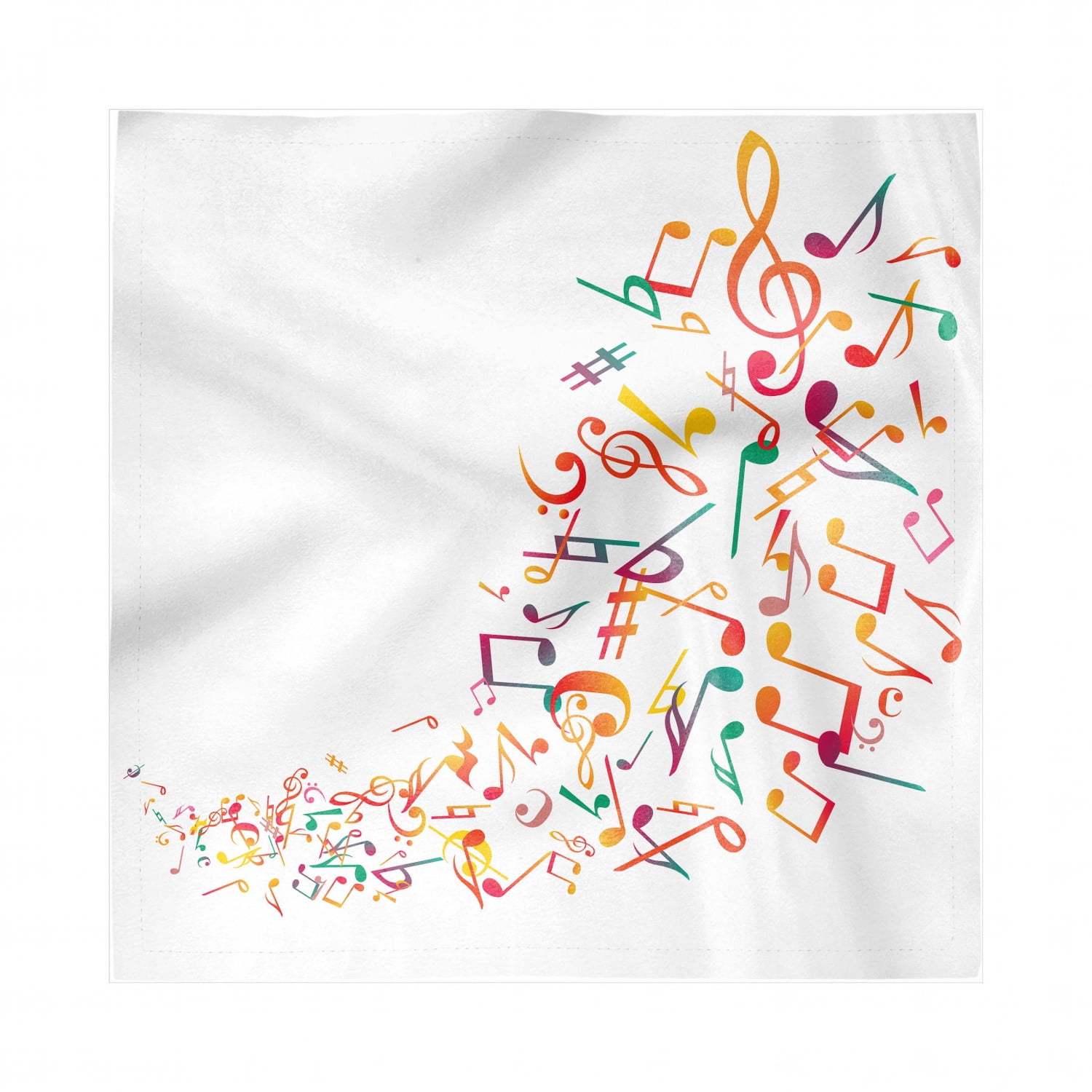 Music Note Napkins Set of 4, Illustration of Random Flow of Waving